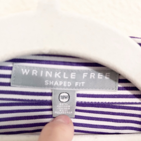 Foxcroft Purple and White Striped Button Down Shirt - Picture 7 of 7